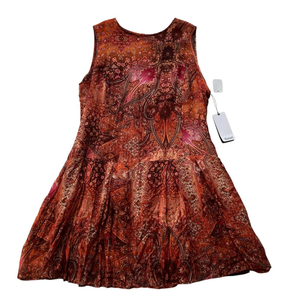 NWT Sears Basel Drop Waist Pleat Skirt Tank Dress Size 36/8 Indie Y2K